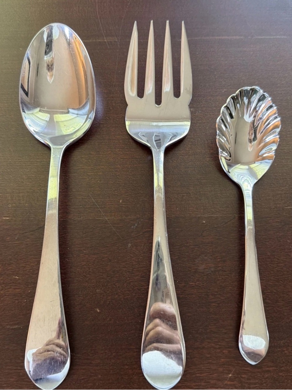Reed & Barton Vintage Stainless Steel Serving Set Fork, Spoon, Sugar Spoon